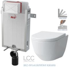 KOUPELNYMOST Alcadrain renovmodul - předstěnový instalační systém bez tlačítka + wc laufen pro lcc rimless + sedátko (AM115/1000 X LP2)