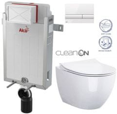 KOUPELNYMOST Alcadrain renovmodul - předstěnový instalační systém s bílým tlačítkem m1710 + wc cersanit zen cleanon + sedátko (AM115/1000 M1710 HA1)