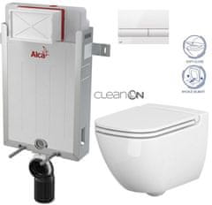 KOUPELNYMOST Alcadrain renovmodul - předstěnový instalační systém s bílým tlačítkem m1710 + wc cersanit cleanon caspia + sedátko (AM115/1000 M1710 CP1)