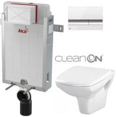 KOUPELNYMOST Alcadrain renovmodul - předstěnový instalační systém s bílým/ chrom tlačítkem m1720-1 + wc cersanit cleanon carina + sedátko (AM115/1000 M1720-1 CA1)