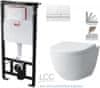 Alcadrain sádromodul - předstěnový instalační systém s bílým tlačítkem m1710 + wc laufen pro lcc rimless + sedátko (AM101/1120 M1710 LP2)