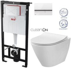 KOUPELNYMOST Alcadrain sádromodul - předstěnový instalační systém s bílým/ chrom tlačítkem m1720-1 + wc cersanit cleanon city (AM101/1120 M1720-1 CI1)