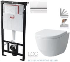 KOUPELNYMOST Alcadrain sádromodul - předstěnový instalační systém s bílým/ chrom tlačítkem m1720-1 + wc laufen pro lcc rimless + sedátko (AM101/1120 M1720-1 LP2)