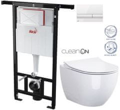 KOUPELNYMOST Alcadrain jádromodul - předstěnový instalační systém s bílým tlačítkem m1710 + wc cersanit zen cleanon + sedátko (AM102/1120 M1710 HA1)