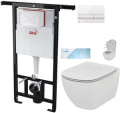 KOUPELNYMOST Alcadrain jádromodul - předstěnový instalační systém s bílým tlačítkem m1710 + wc ideal standard tesi se sedátkem softclose, aquablade (AM102/1120 M1710 TE1)