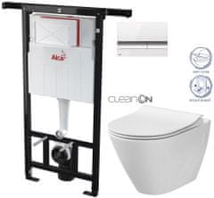 KOUPELNYMOST Alcadrain jádromodul - předstěnový instalační systém s bílým/ chrom tlačítkem m1720-1 + wc cersanit cleanon city (AM102/1120 M1720-1 CI1)