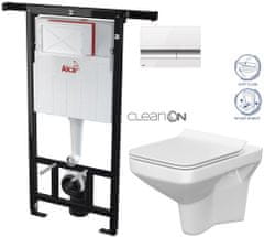 KOUPELNYMOST Alcadrain jádromodul - předstěnový instalační systém s bílým/ chrom tlačítkem m1720-1 + wc cersanit cleanon como + sedátko (AM102/1120 M1720-1 CO1)