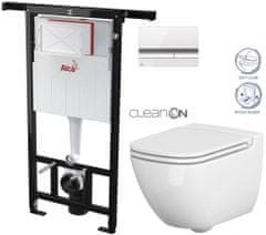 KOUPELNYMOST Alcadrain jádromodul - předstěnový instalační systém s bílým/ chrom tlačítkem m1720-1 + wc cersanit cleanon caspia + sedátko (AM102/1120 M1720-1 CP1)