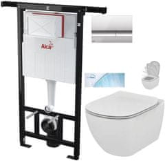 KOUPELNYMOST Alcadrain jádromodul - předstěnový instalační systém s chromovým tlačítkem m1721 + wc ideal standard tesi se sedátkem softclose, aquablade (AM102/1120 M1721 TE1)