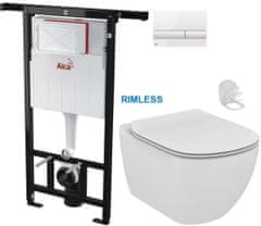 KOUPELNYMOST Alcadrain jádromodul - předstěnový instalační systém s bílým tlačítkem m1710 + wc ideal standard tesi se sedátkem rimless (AM102/1120 M1710 TE2)