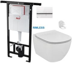 KOUPELNYMOST Alcadrain jádromodul - předstěnový instalační systém s bílým/ chrom tlačítkem m1720-1 + wc ideal standard tesi se sedátkem rimless (AM102/1120 M1720-1 TE2)