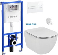 KOUPELNYMOST Laufen rámový podomítkový modul cw1 set s bílým tlačítkem + wc ideal standard tesi se sedátkem rimless (H8946600000001BI TE2)