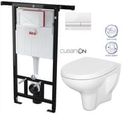 KOUPELNYMOST Alcadrain jádromodul - předstěnový instalační systém s bílým tlačítkem m1710 + wc cersanit arteco cleanon + sedátko (AM102/1120 M1710 AT1)