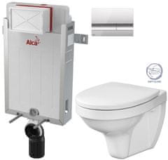 KOUPELNYMOST Alcadrain renovmodul - předstěnový instalační systém s chromovým tlačítkem m1721 + wc cersanit delfi + soft sedátko (AM115/1000 M1721 DE2)