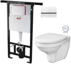 KOUPELNYMOST Alcadrain jádromodul - předstěnový instalační systém s bílým/ chrom tlačítkem m1720-1 + wc cersanit delfi + soft sedátko (AM102/1120 M1720-1 DE2)