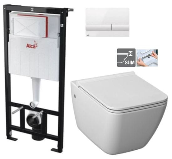 KOUPELNYMOST Alcadrain sádromodul - předstěnový instalační systém s bílým tlačítkem m1710 + wc jika pure + sedátko duraplast (AM101/1120 M1710 PU1)