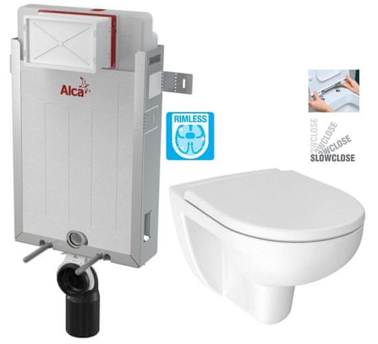 KOUPELNYMOST Alcadrain renovmodul - předstěnový instalační systém bez tlačítka + wc jika lyra plus rimless + sedátko duraplast slowclose (AM115/1000 X LY2)