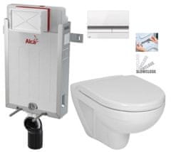 KOUPELNYMOST Alcadrain renovmodul - předstěnový instalační systém s bílým/ chrom tlačítkem m1720-1 + wc jika lyra plus + sedátko duraplast slowclose (AM115/1000 M1720-1 LY5)