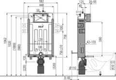 KOUPELNYMOST Alcadrain renovmodul - předstěnový instalační systém bez tlačítka + wc mexen lena černá rimless + sedátko (AM115/1000 X ME01)