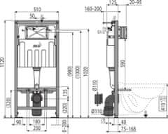 KOUPELNYMOST Alcadrain sádromodul - předstěnový instalační systém s bílým tlačítkem m1710 + wc mexen lena černá rimless + sedátko (AM101/1120 M1710 ME01)