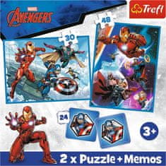 Trefl Sada 3v1 Avengers: Hrdinové v akci (2x puzzle + pexeso)