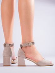 Amiatex Pohodlné dámské hnědé sandály na širokém podpatku, odstíny hnědé a béžové, 37