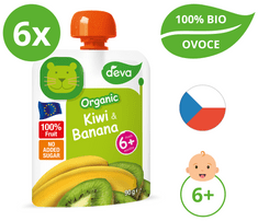 Deva BIO Ovocný příkrm Kiwi, Banán 6 x 90 g