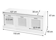 MCW Lavice J49, čalouněná lavice šatní lavice, polštáře úložné boxy úložný prostor 47x110x40cm ~ hnědá, čalounění černé