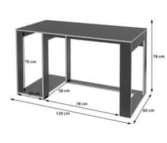 MCW Psací stůl J26, počítačový stůl, kancelářský stůl, 120x60x76cm ~ černo-zelený