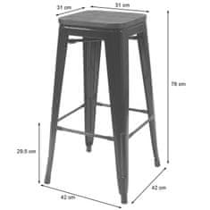 MCW Barová stolička A73 včetně dřevěného sedáku, barová stolička, kovový průmyslový design, stohovatelná ~ zelená