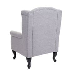 MCW Křeslo Chesterfield, polohovací křeslo Club Wing Chair, vodoodpudivá tkanina/textil ~ šedá bez otomanu