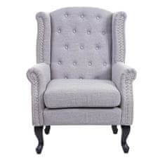 MCW Křeslo Chesterfield, polohovací křeslo Club Wing Chair, vodoodpudivá tkanina/textil ~ šedá bez otomanu