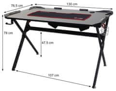 MCW Psací stůl F11, počítačový stůl pro mládež, herní 120x75cm černý