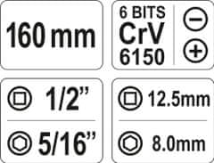 YATO Šroubovák úderový kovový s příslušenstvím 7 ks box