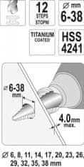 YATO Stupňovitý kuželový vrták 6-38mm