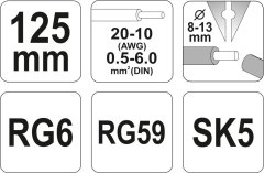 YATO Kleště odizolovací 125 mm, průměr 0,5-6,0 mm