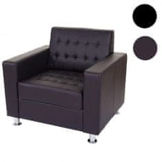 MCW Křeslo Kunda, klubové křeslo lounge chair, imitace kůže, kovové nohy ~ káva