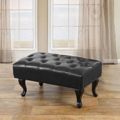 MCW Otoman Chesterfield, podnožka na nohy, imitace kůže 39x77x47cm ~ černá