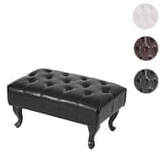 MCW Otoman Chesterfield, podnožka na nohy, imitace kůže 39x77x47cm ~ černá