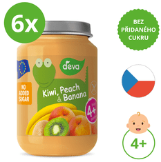 Deva Ovocný příkrm Kiwi, Broskev, Banán 6 x 200 g