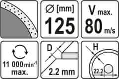 YATO Kotouč řezný diamantový 125 x 22,2 x 2,2 mm hladký