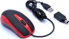 4DAVE AMEI AM-M801/Kancelářská/Optická/800 DPI/Drátová USB/Černá-červená