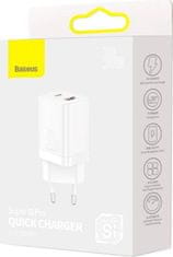 BASEUS CCSUPP-E02 Super Si Quick Nabíječka USB + USB-C 30W White