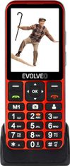 Evolveo EasyPhone LT, mobilní telefon pro seniory s nabíjecím stojánkem (červená barva)