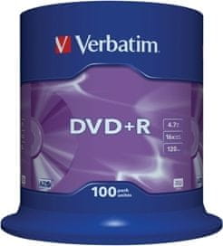 Verbatim DVD+R(100-Pack)Spindl/MattSlvr/16x/4.7GB