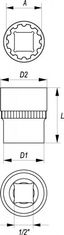 YATO Nástavec 1/2" 22 mm vícezubý