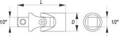 YATO Nástavec 1/2" prodlužovací 69 mm kloubový