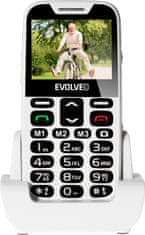 Evolveo EasyPhone XD, mobilní telefon pro seniory s nabíjecím stojánkem (bílá barva)