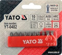 YATO Sada bitů 1/4" 25 mm NON-SLIP 10 ks