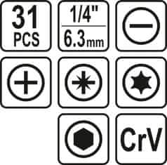 Sthor Sada bitů 1/4" 31 ks